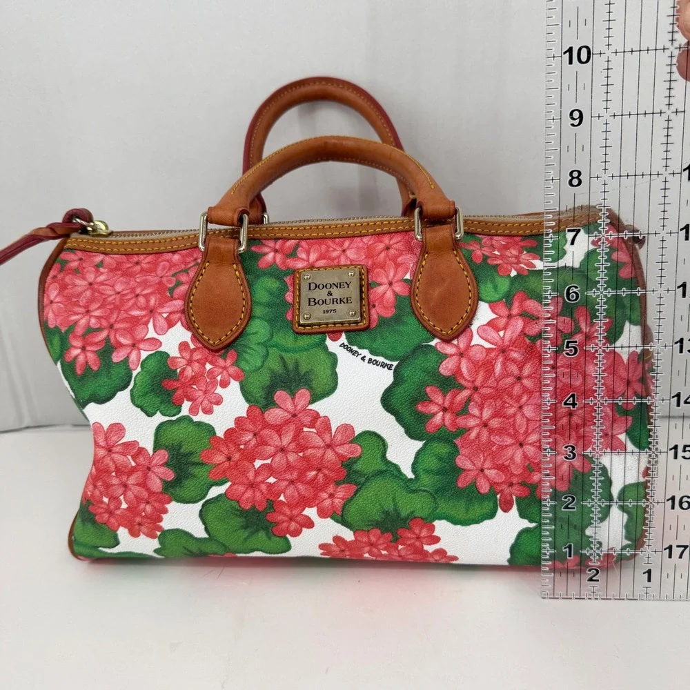 Dooney & Bourke Geranium Floral Satchel Bag Coated Canvas FLAWS